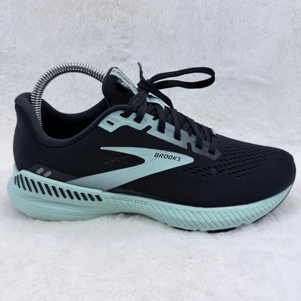 Brooks Launch GTS 8 Womens Running Shoes Black Blue Tint Size 7.5 Support Shoe